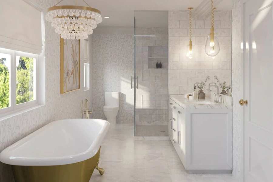 حمام و سرویس بهداشتی به سبک معماری داخلی نئوکلاسیک