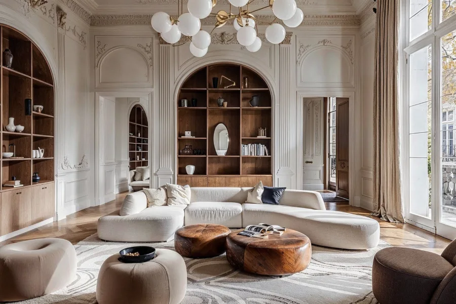 طراحی اتاق نشیمن به سبک معماری کلاسیک